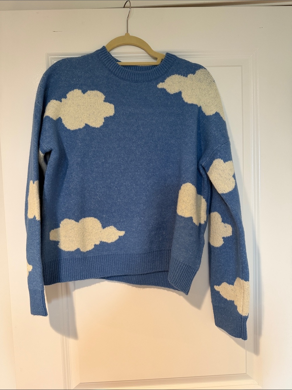 THML Blue Sweater with Cream Cloud Pattern